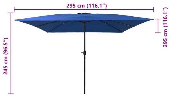 Vrtni suncobran Azurnoplava 295 x 295 x 245 cm - Plava / 295 x 295 x 245 cm