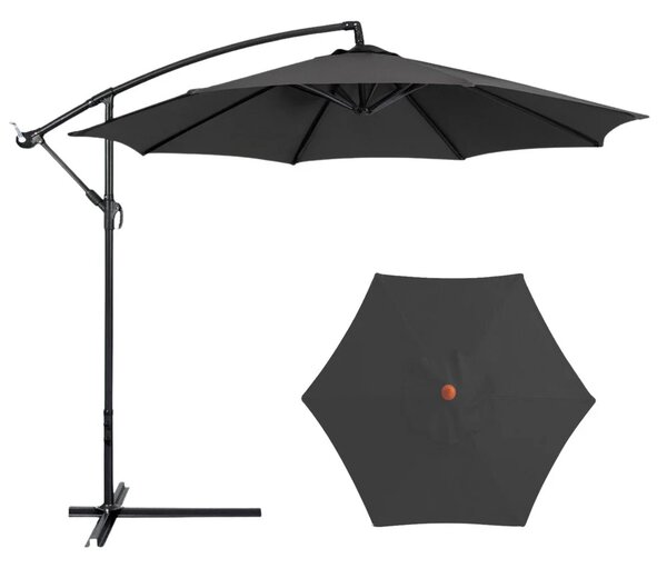 Bočni vrtni suncobran s podesivim nagibom 350 x 250 cm antracit
