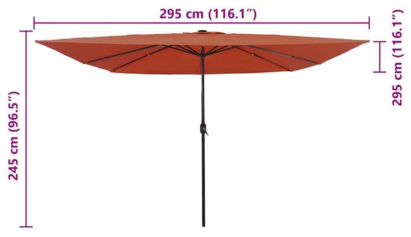 Vrtni suncobran Terakota 295 x 295 x 245 cm Poliester i čelik - Cinober / 295 x 295 x 245 cm