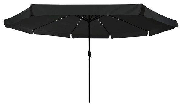 Vrtni suncobran S LED lampica Crna 395 x 395 x 245 cm Poliester - Crna / 395 x 395 x 245 cm