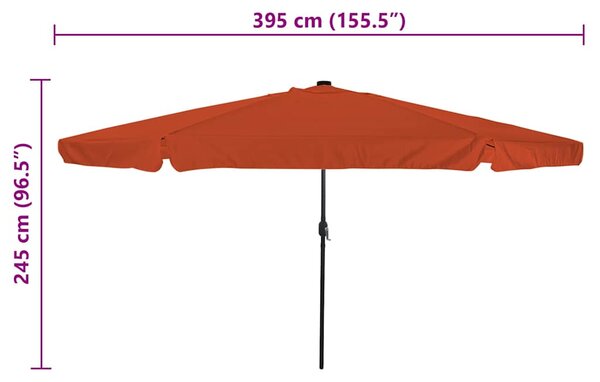 Vrtni suncobran Terakota 395 x 395 x 245 cm Poliester - Cinober / 395 x 395 x 245 cm