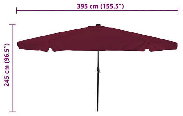 Vrtni suncobran Bordeaux Crvena 395 x 395 x 245 cm Poliester - Crvena / 395 x 395 x 245 cm