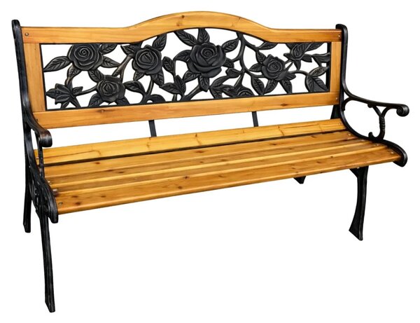 Drveno-metalna vrtna klupa s naslonom Lean, 125 cm