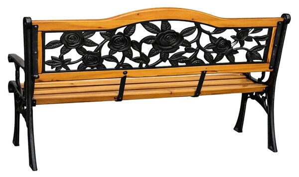 Drveno-metalna vrtna klupa s naslonom Lean, 125 cm