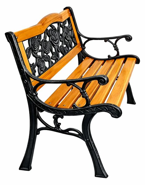 Drveno-metalna vrtna klupa s naslonom Lean, 125 cm