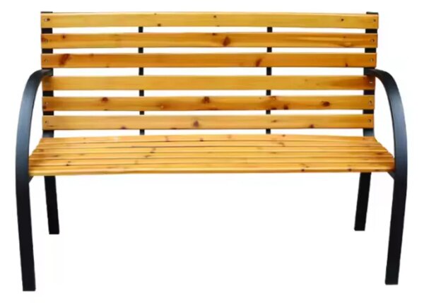 Drveno-metalna vrtna klupa s naslonom, park stil, 125 cm
