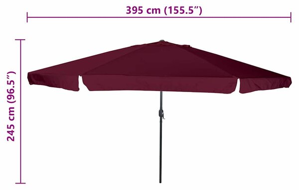 Vrtni suncobran Bordeaux Crvena 394 x 394 x 248 cm - Crvena / 394 x 394 x 248 cm
