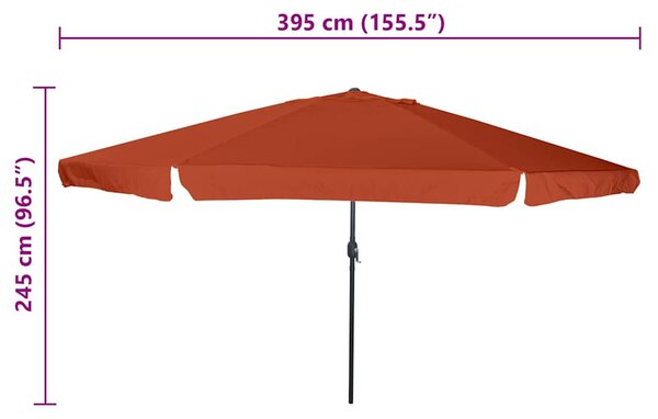Vrtni suncobran Terakota 394 x 394 x 248 cm Poliester i čelik - Cinober / 394 x 394 x 248 cm