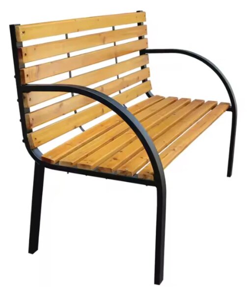 Drveno-metalna vrtna klupa s naslonom, park stil, 125 cm