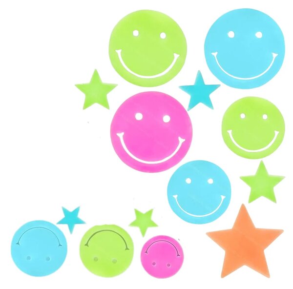 Fluorescentne svjetleće naljepnice za zid Smiley Lica Zvijezde Šarene 10 kom
