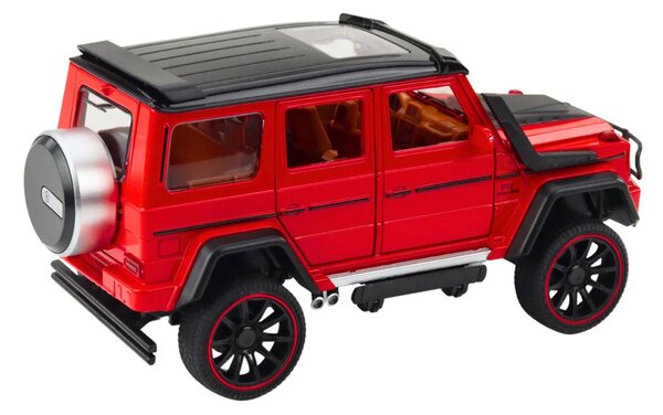 Metalni terenski automobil s povlačenjem unatrag, otvaranjem vrata, crveni 1:22