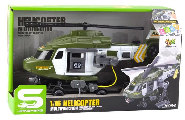 Svjetla i zvukovi nosila za kuke vojnog helikoptera, kaki 1:16