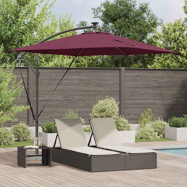 Suncobran s LED trakama Bordeaux Crvena 249 x 249 x 250 cm - Crvena / 249 x 249 x 250 cm