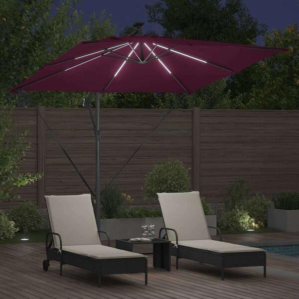 Suncobran s LED trakama Bordeaux Crvena 249 x 249 x 250 cm - Crvena / 249 x 249 x 250 cm