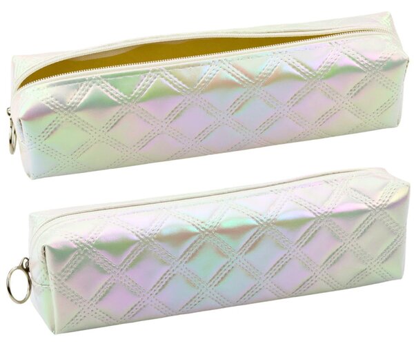 Školski organizator za pernice s reljefnim uzorkom, biserno bijela 21x6 cm