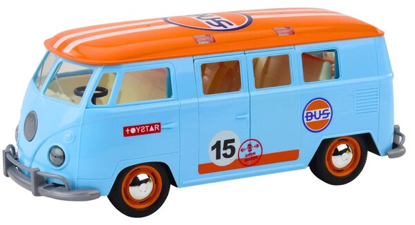 Retro automobil kombi autobus svjetla zvukovi otvaranje vrata plava