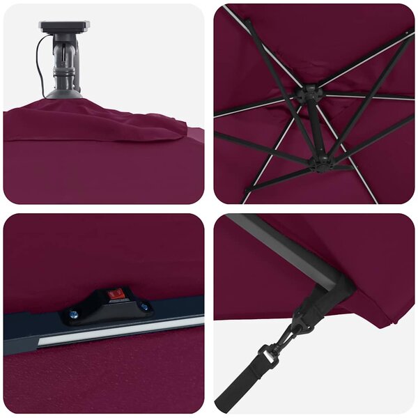 Suncobran S LED lampica Bordeaux Crvena 294 x 200 x 270 cm - Crvena / 294 x 200 x 270 cm