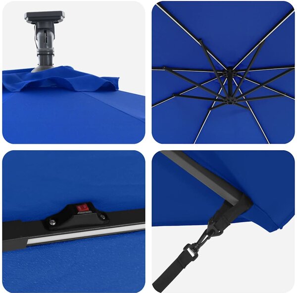 Suncobran Azurnoplava 294 x 294 x 248 cm Poliester i aluminij - Plava / 294 x 294 x 248 cm