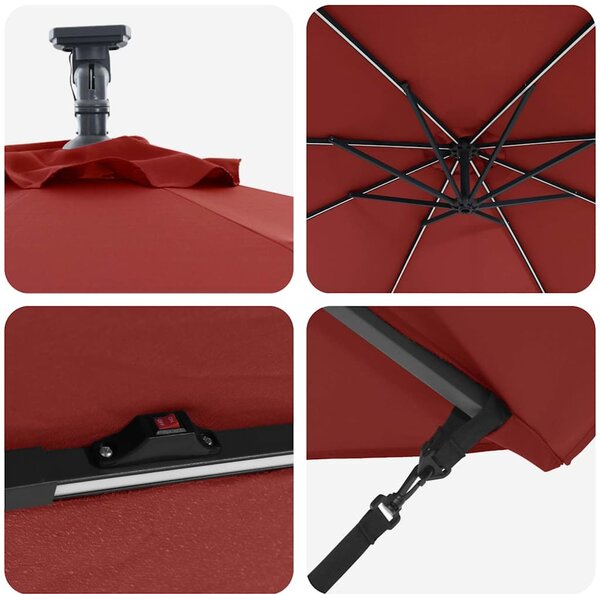 Suncobran Terakota 294 x 294 x 248 cm Poliester i aluminij - Cinober / 294 x 294 x 248 cm