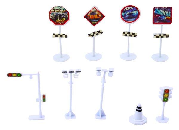 Set mini automobila u koferu, 25 kom., prometni znakovi i ploča