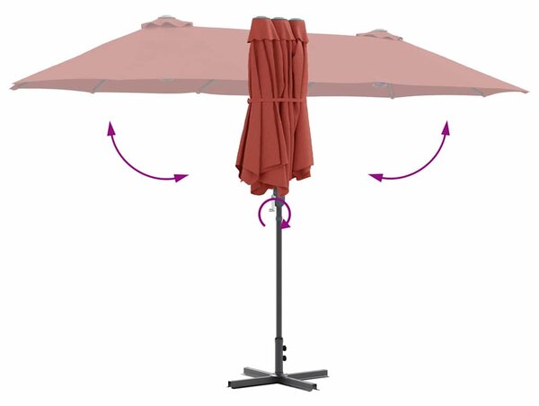 Vrtni suncobran Terakota 370 x 197 x 239 cm - Cinober / 370 x 197 x 239 cm
