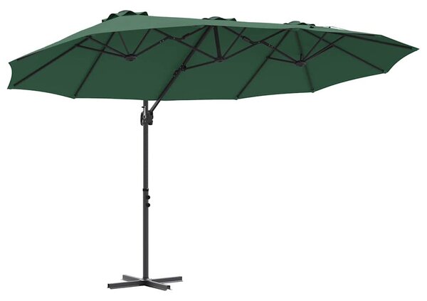 Suncobran Zelena 372 x 198 x 243 cm Poliester i aluminij - Zelena / 372 x 198 x 243 cm
