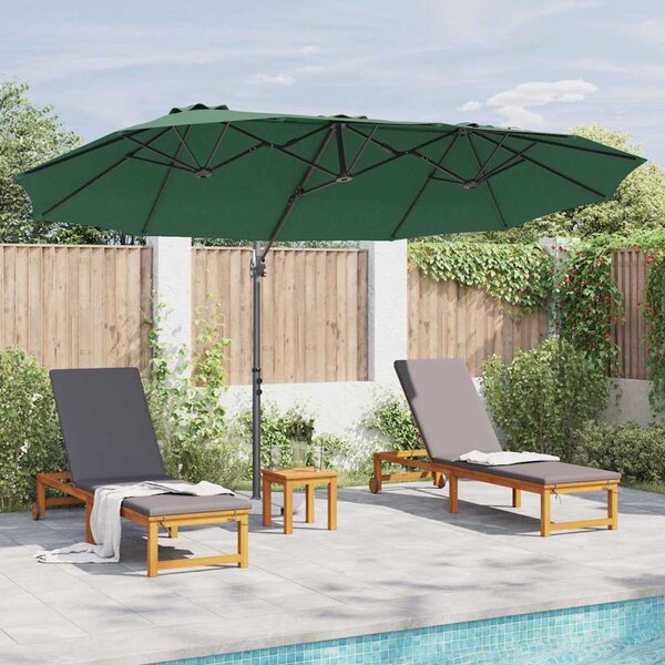 Suncobran Zelena 372 x 198 x 243 cm Poliester i aluminij - Zelena / 372 x 198 x 243 cm