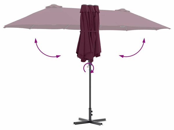 Vrtni suncobran Bordeaux Crvena 370 x 197 x 239 cm - Crvena / 370 x 197 x 239 cm
