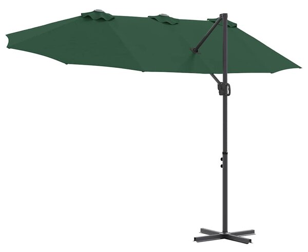 Suncobran Zelena 372 x 198 x 243 cm Poliester i aluminij - Zelena / 372 x 198 x 243 cm