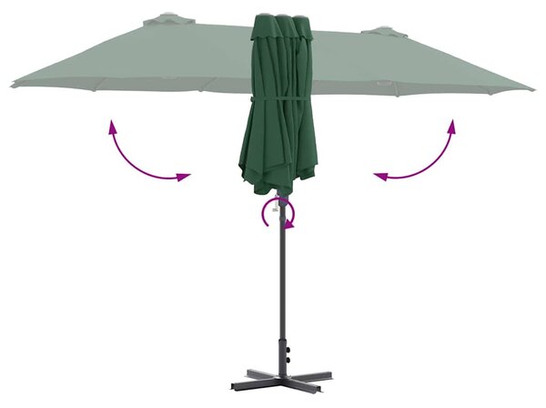 Vrtni suncobran Zelena 370 x 197 x 239 cm Poliester i aluminij - Zelena / 370 x 197 x 239 cm