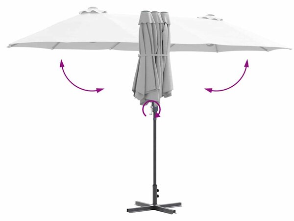 Vrtni suncobran Pijesak 370 x 197 x 239 cm Poliester i aluminij - Smeđa / 370 x 197 x 239 cm