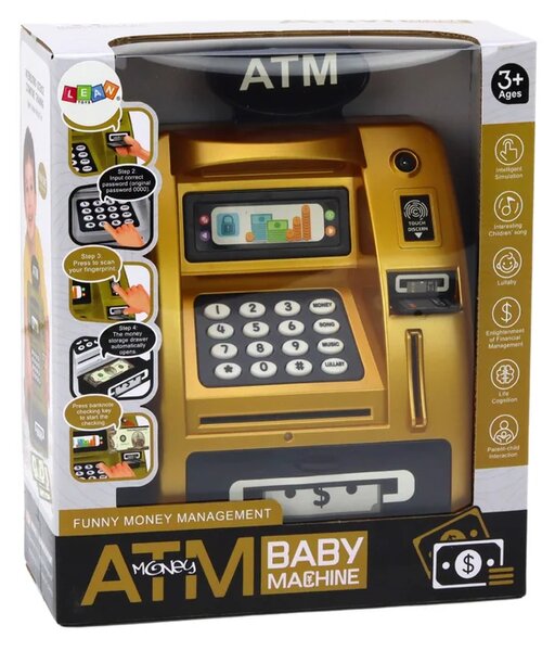 Bankomat kasica za djecu koja uče štedjeti zlato crna