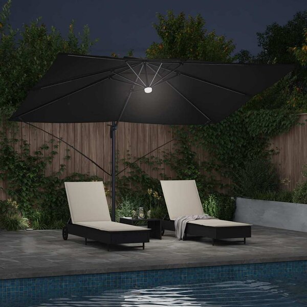 Suncobran Crna 351 x 250 x 253 cm Poliester i aluminij - Crna / 351 x 250 x 253 cm