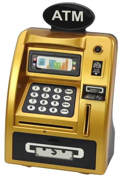 Bankomat kasica za djecu koja uče štedjeti zlato crna