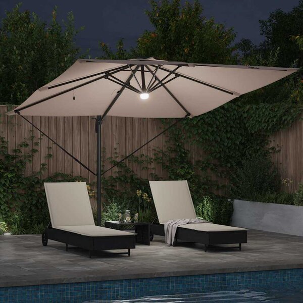 Roma Suncobran S LED lampica Sivo-smeđa 286 x 284 x 270 cm - Smeđesiva / 286 x 284 x 270 cm