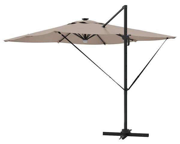 Roma Suncobran S LED lampica Sivo-smeđa 286 x 284 x 270 cm - Smeđesiva / 286 x 284 x 270 cm