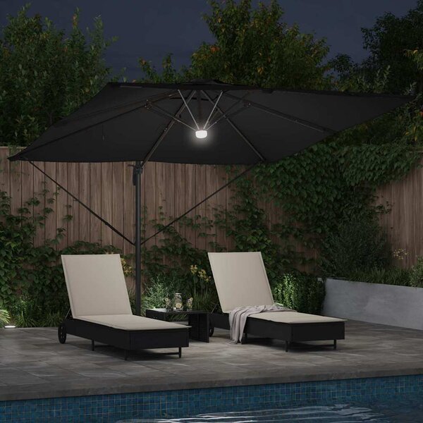 Roma Suncobran Crna 286 x 284 x 270 cm Aluminij i poliester - Crna / 286 x 284 x 270 cm
