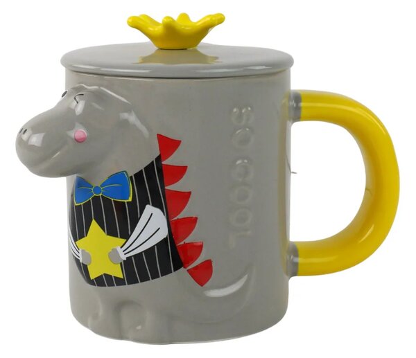 Siva šalica s dinosaurom 400 ml