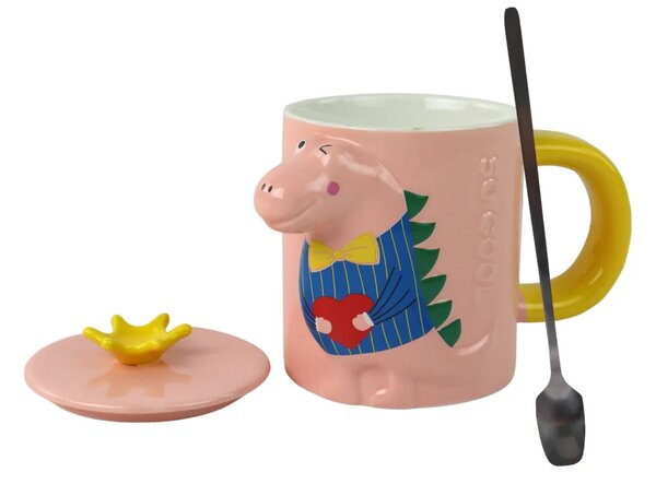 Šalica s dinosaurom i ružičastim dinosaurom 400 ml