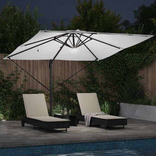Roma Suncobran Bež 286 x 284 x 270 cm Aluminij i poliester - Svjetlosiva / 286 x 284 x 270 cm