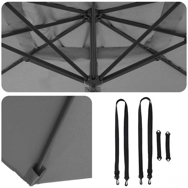 Suncobran Antracit 351 x 250 x 260 cm Poliester i aluminij - Antracit / 351 x 250 x 260 cm