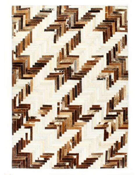 VidaXL Tepih od prave dlakave kože patchwork 160 x 230 cm smeđe-bijeli