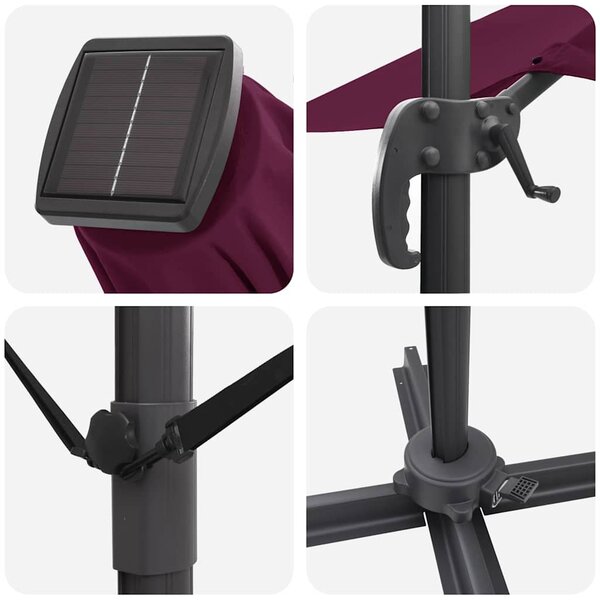 Suncobran S LED lampica Bordeaux Crvena 286 x 284 x 270 cm - Crvena / 286 x 284 x 270 cm