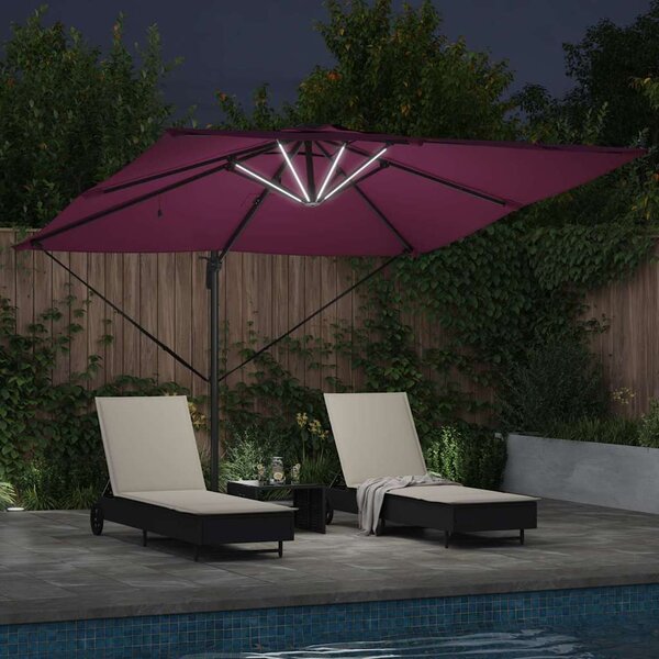 Suncobran S LED lampica Bordeaux Crvena 286 x 284 x 270 cm - Crvena / 286 x 284 x 270 cm