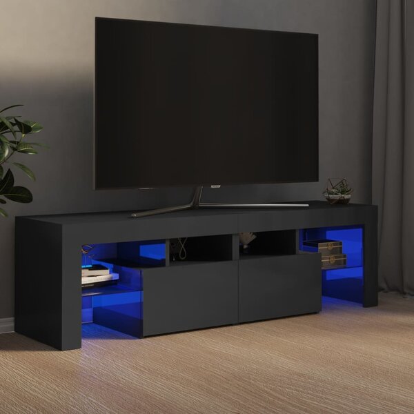 VidaXL TV ormarić s LED svjetlima visoki sjaj sivi 140 x 35 x 40 cm