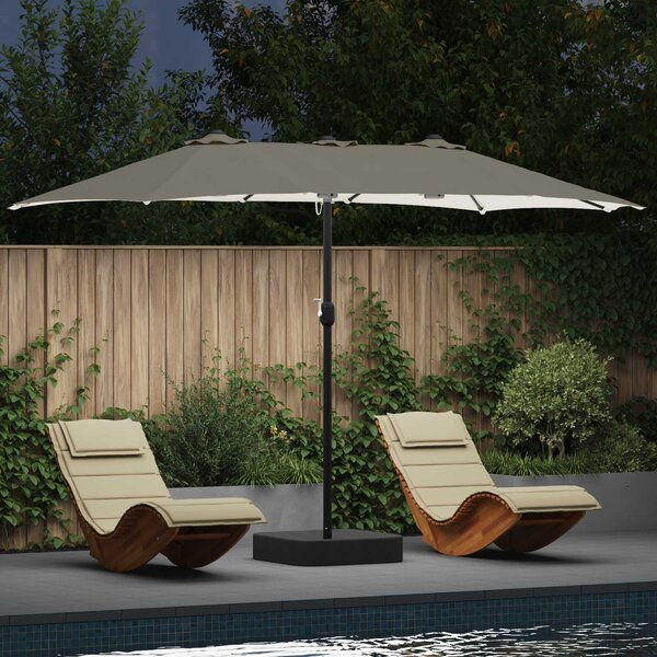 Vrtni suncobran Pijesak i antracit 385 x 209 x 244 cm Poliester - Bijela / 385 x 209 x 244 cm