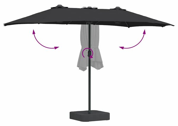 Vrtni suncobran Crna 385 x 209 x 244 cm Poliester i čelik - Crna / 385 x 209 x 244 cm