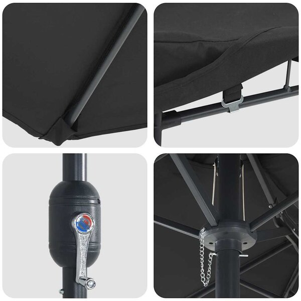 Vrtni suncobran Crna 385 x 209 x 244 cm Poliester i čelik - Crna / 385 x 209 x 244 cm