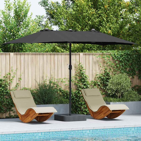 Vrtni suncobran Crna 385 x 209 x 244 cm Poliester i čelik - Crna / 385 x 209 x 244 cm