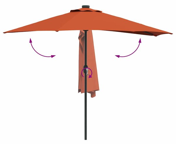 Vrtni suncobran Terakota 294 x 150 x 224 cm Poliester i čelik - Cinober / 294 x 150 x 224 cm